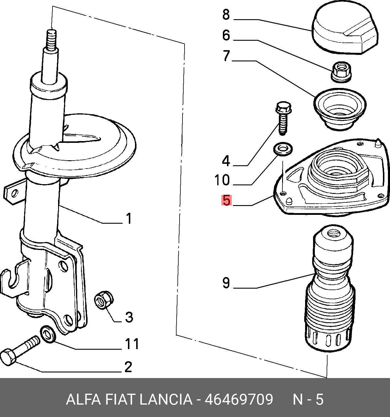 46469709 FIAT/ALFA/LANCIA Опора стойки амортизатора