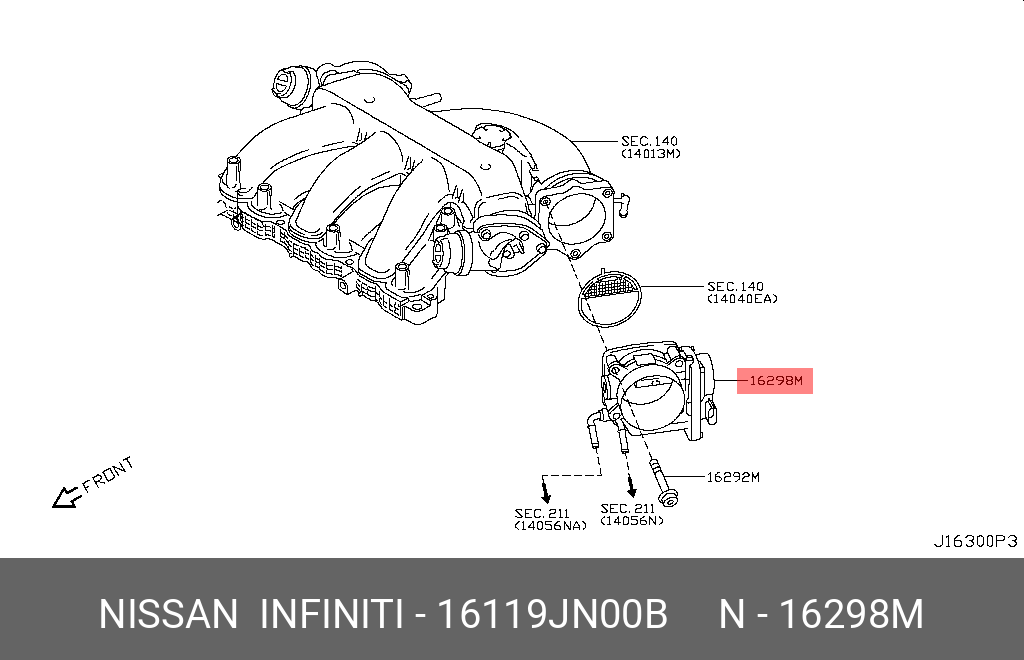 16119JN00B NISSAN ДРОССЕЛЬНАЯ ЗАСЛОНКА