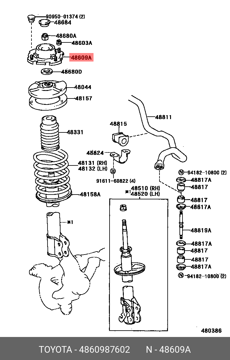 4860987602 TOYOTA Опора амортизатора подвески