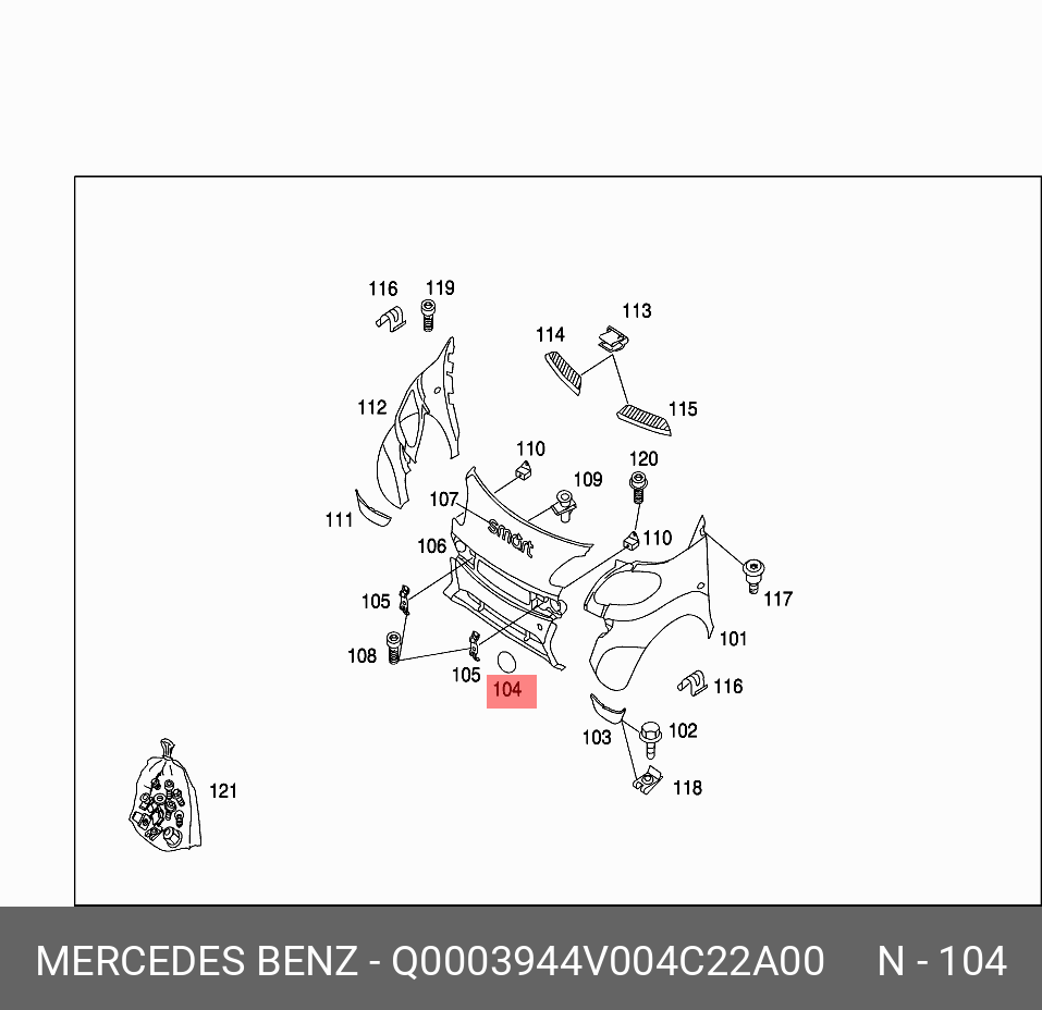 Q0003944V004C22A00 MERCEDES-BENZ ЗАГЛУШКА ОТВЕРСТИЯ ПЕТЛИ БУКСИРОВОЧНОЙ