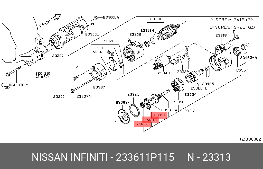 233611P115 NISSAN Кольцевая шестерня, планетарный механизм (стартер)