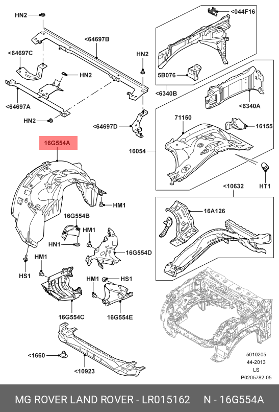 LR015162 LAND ROVER Подкрылок передний правый