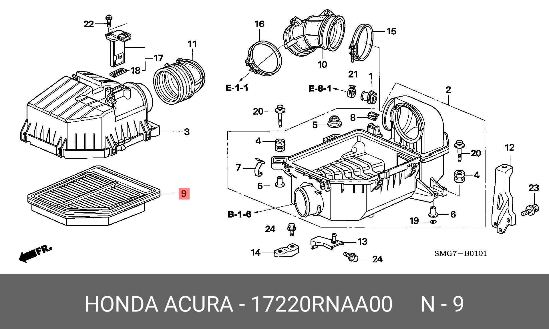 17220RNAA00 HONDA Воздушный фильтр