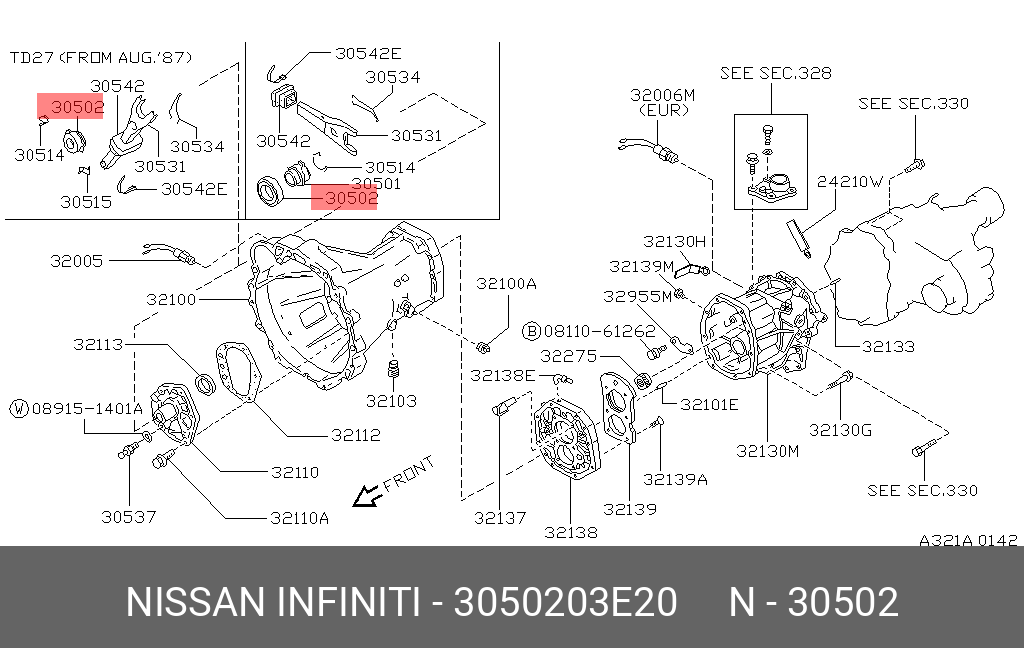 3050203E20 NISSAN Выжимной подшипник