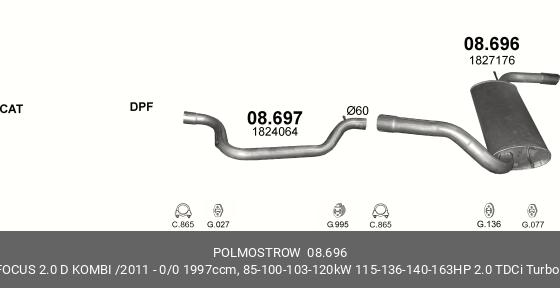 08696 POLMOSTROW Глушитель задняя часть