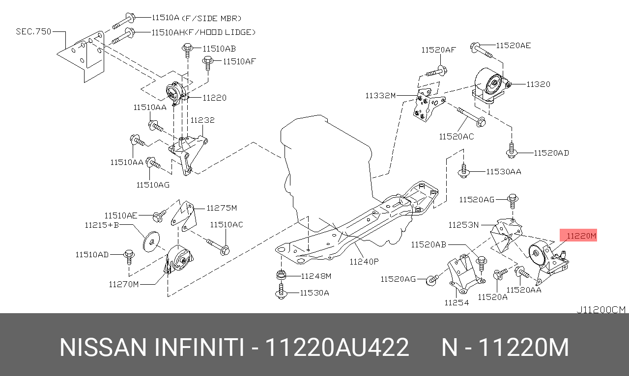 11220AU422 NISSAN ПОДУШКА ДВИГАТЕЛЯ