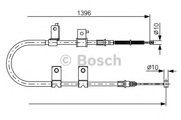 1987482083 BOSCH Трос ручн.тормоза прав., Chevroet Aveo T250 1.2 04.08Aveo T200 1.2 03-08