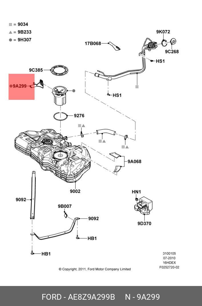 AE8Z9A299B FORD Датчик уровня топлива