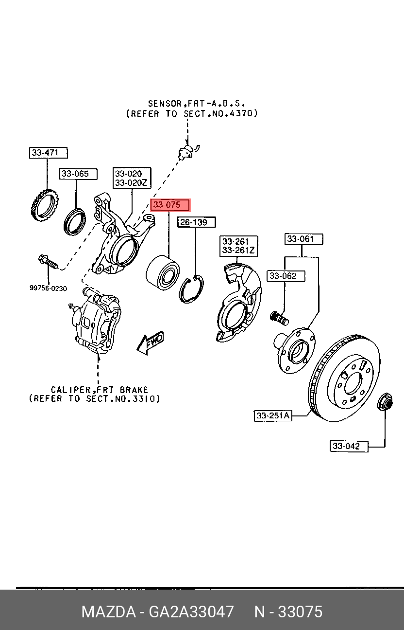 GA2A33047 MAZDA 3M81-1215BB_подшипник ступицы передн. Mazda Capella/626 93-02