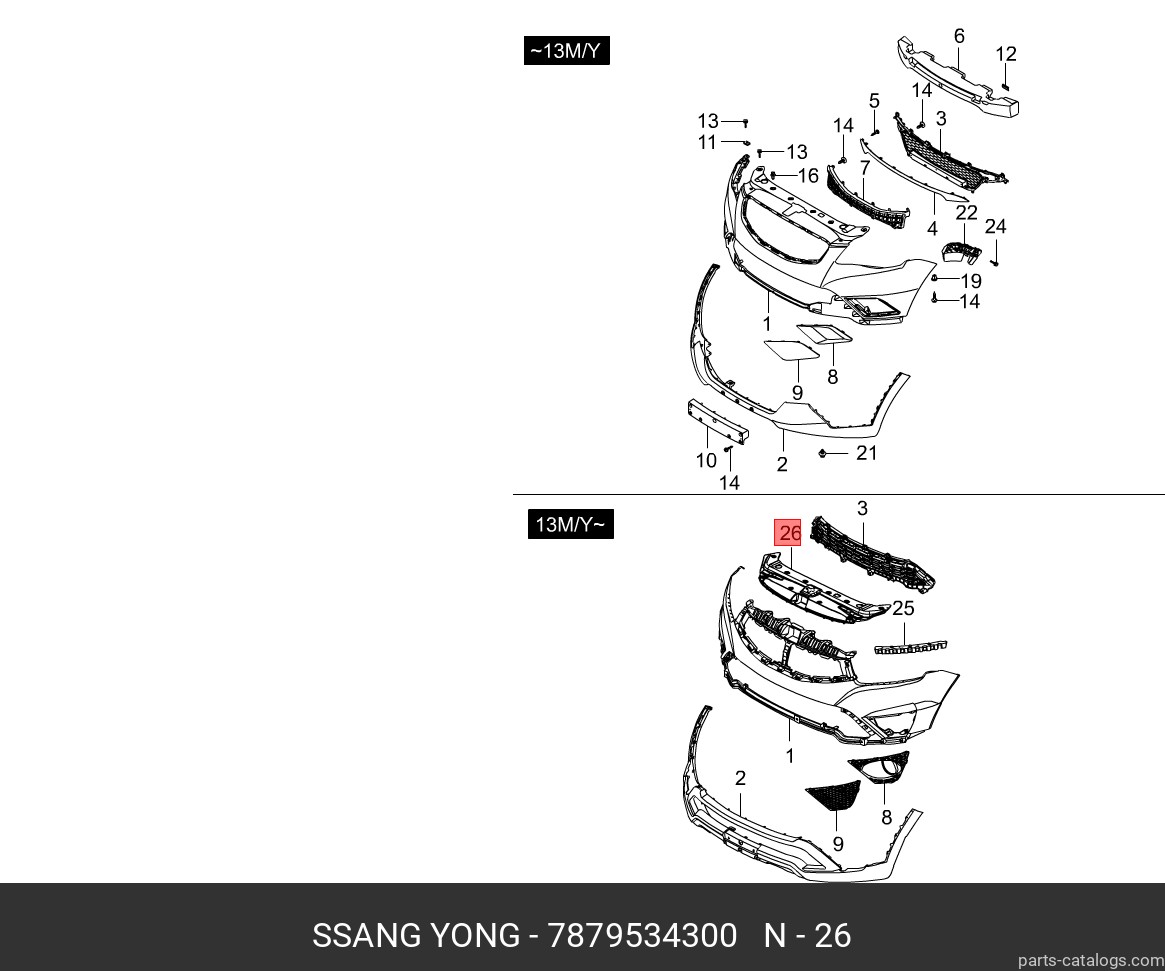 7879534300 SSANG YONG Накладка бампера верхняя