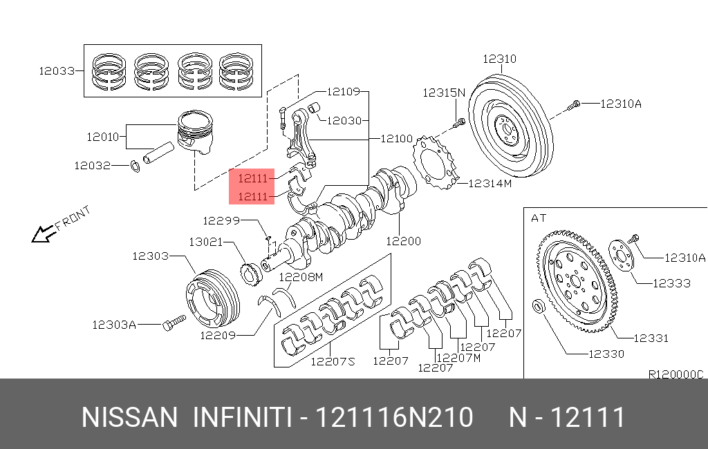121116N210 NISSAN ВКЛАДЫШ ШАТУННЫЙ