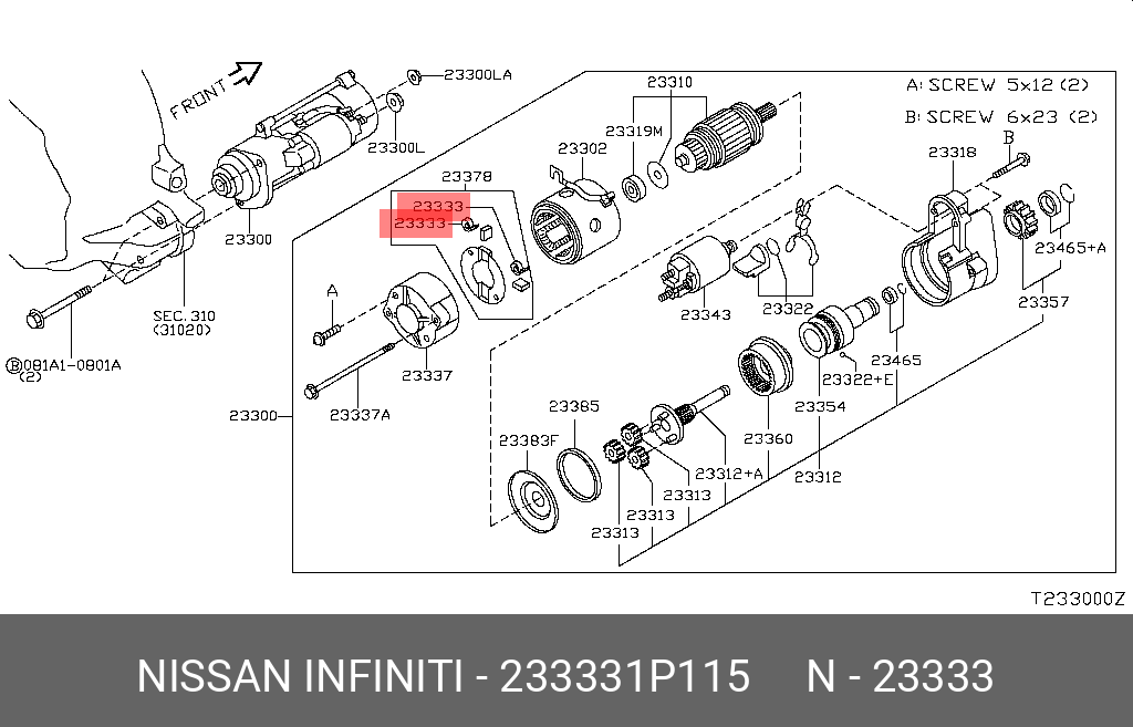233331P115 NISSAN ПРУЖИНА ВОЗВРАТНАЯ