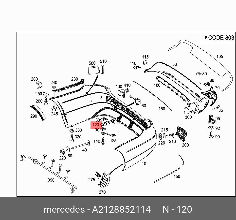 A2128852114 MERCEDES-BENZ КРЕПЛЕНИЕ БАМПЕРА ЗАДНЕГО