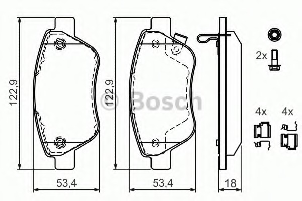 0986494092 BOSCH Колодки тормозные дисковые, комплект