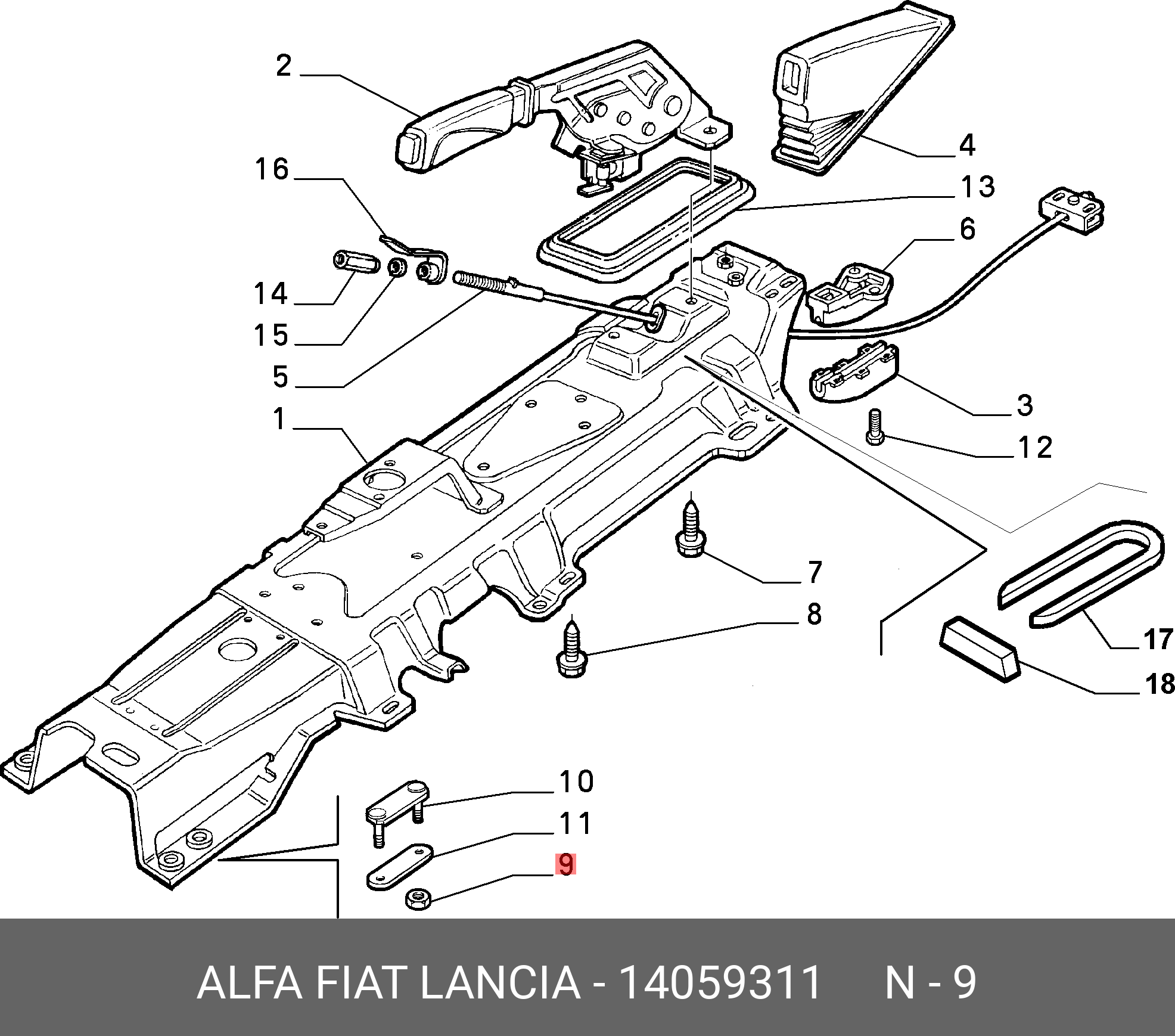 14059311 FIAT/ALFA/LANCIA Гайка м8х1,00
