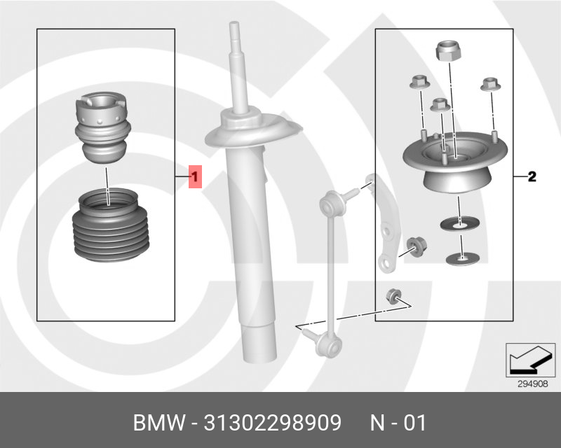 31302298909 BMW Ремкомплект защитной трубки доп.пружины