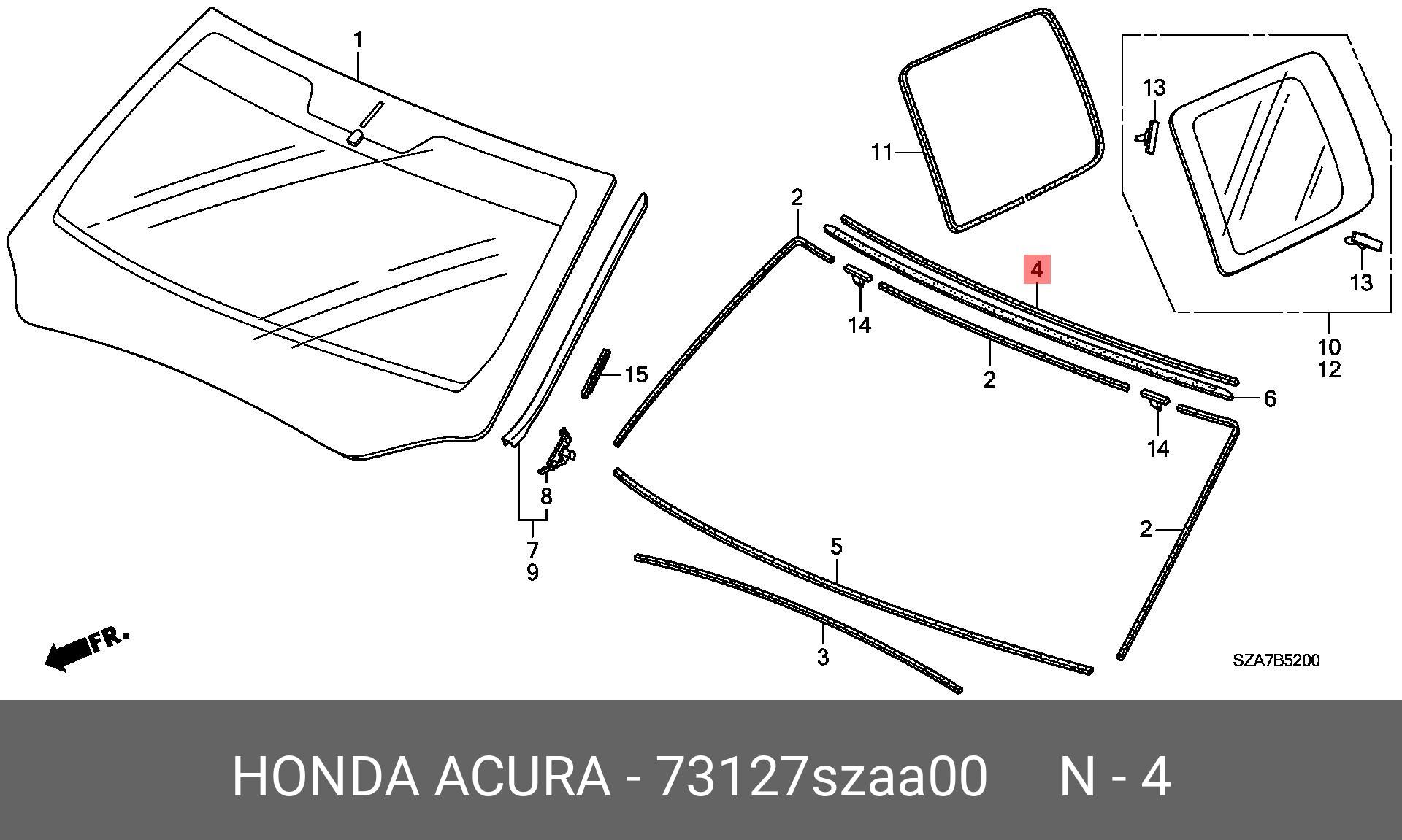 73127SZAA00 HONDA УПЛОТНИТЕЛЬ СТЕКЛА