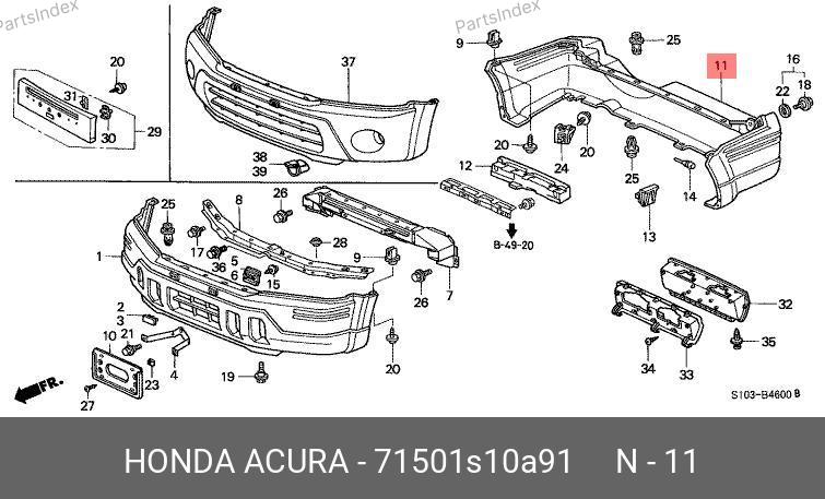 71501S10A91 HONDA Бампер задний черный USA type