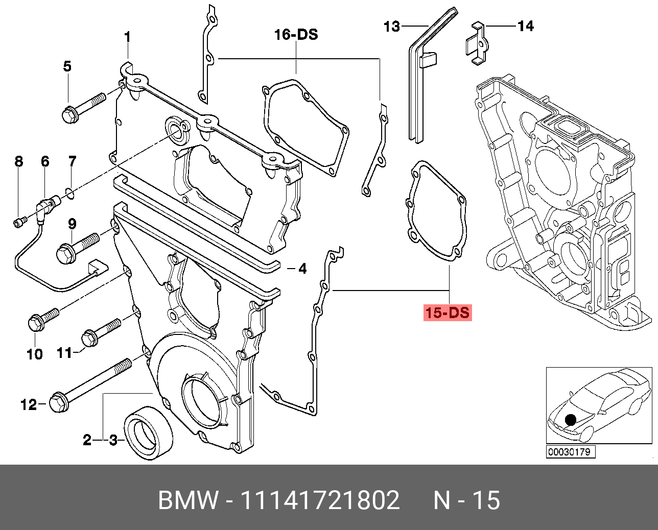 11141721802 BMW Уплотн.комплект блока ГРМ безасбестов.,DICHTUNGSSATZ KETTENKASTEN ASBESTFREI,Gasket Set, timing case