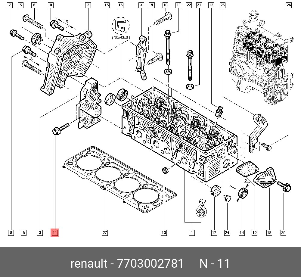 7703002781 RENAULT Болт m8 7703002781 RENAULT Болт m8