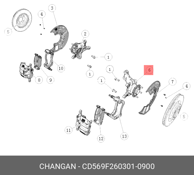 CD569F2603010900 CHANGAN Кулак передний левый с подшипником
