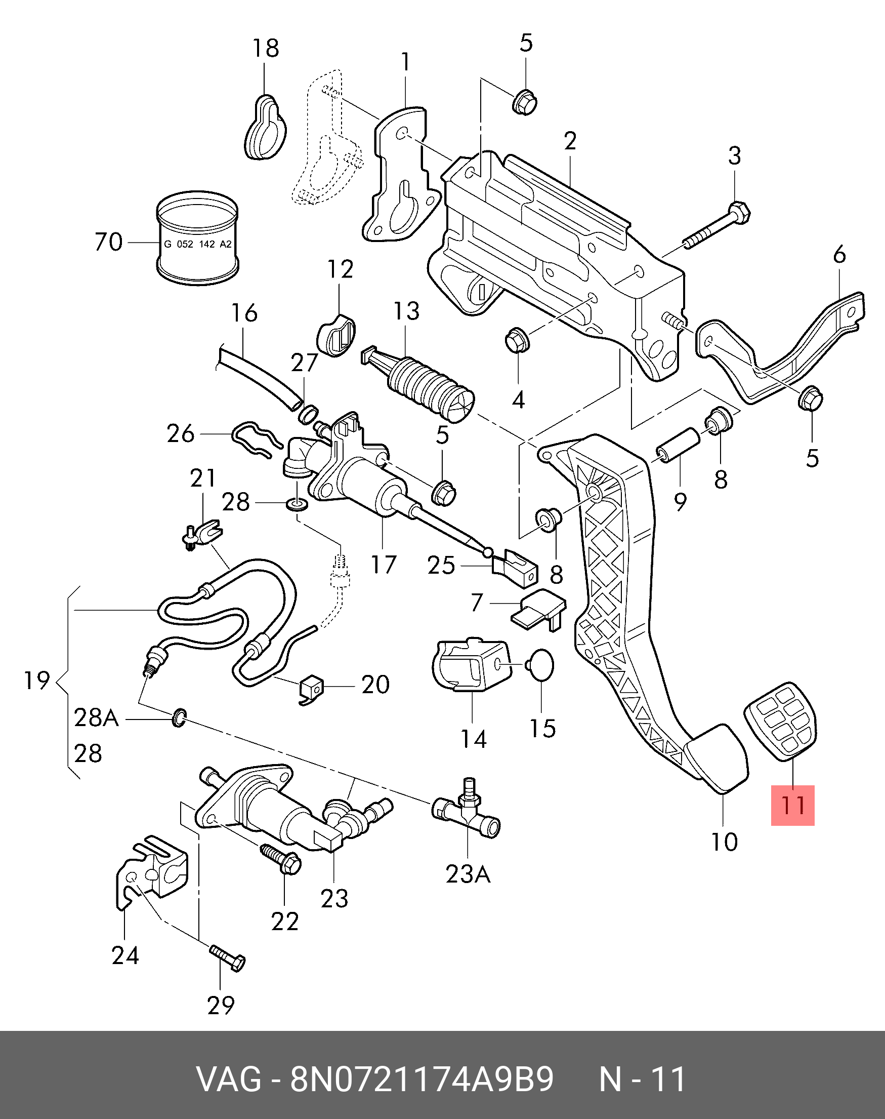 8N0721174A9B9 VAG Накладка на педаль с