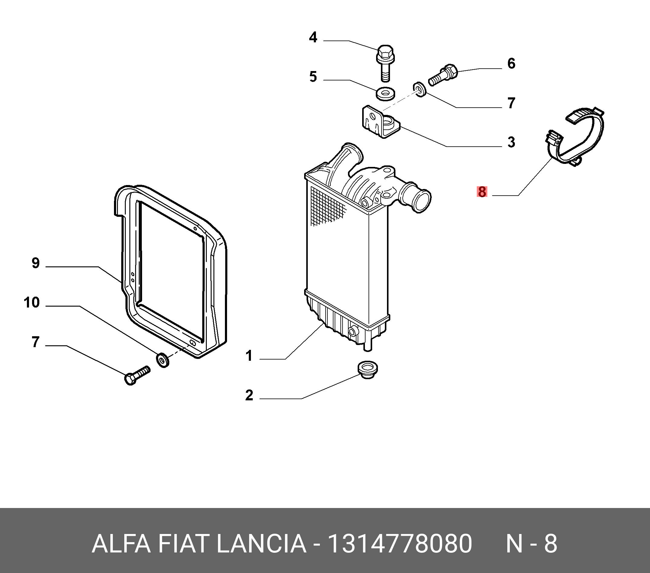 1314778080 FIAT/ALFA/LANCIA Хомут крепления патрубка