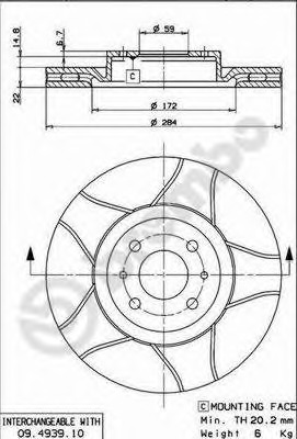 09493975 BREMBO Тормозной диск