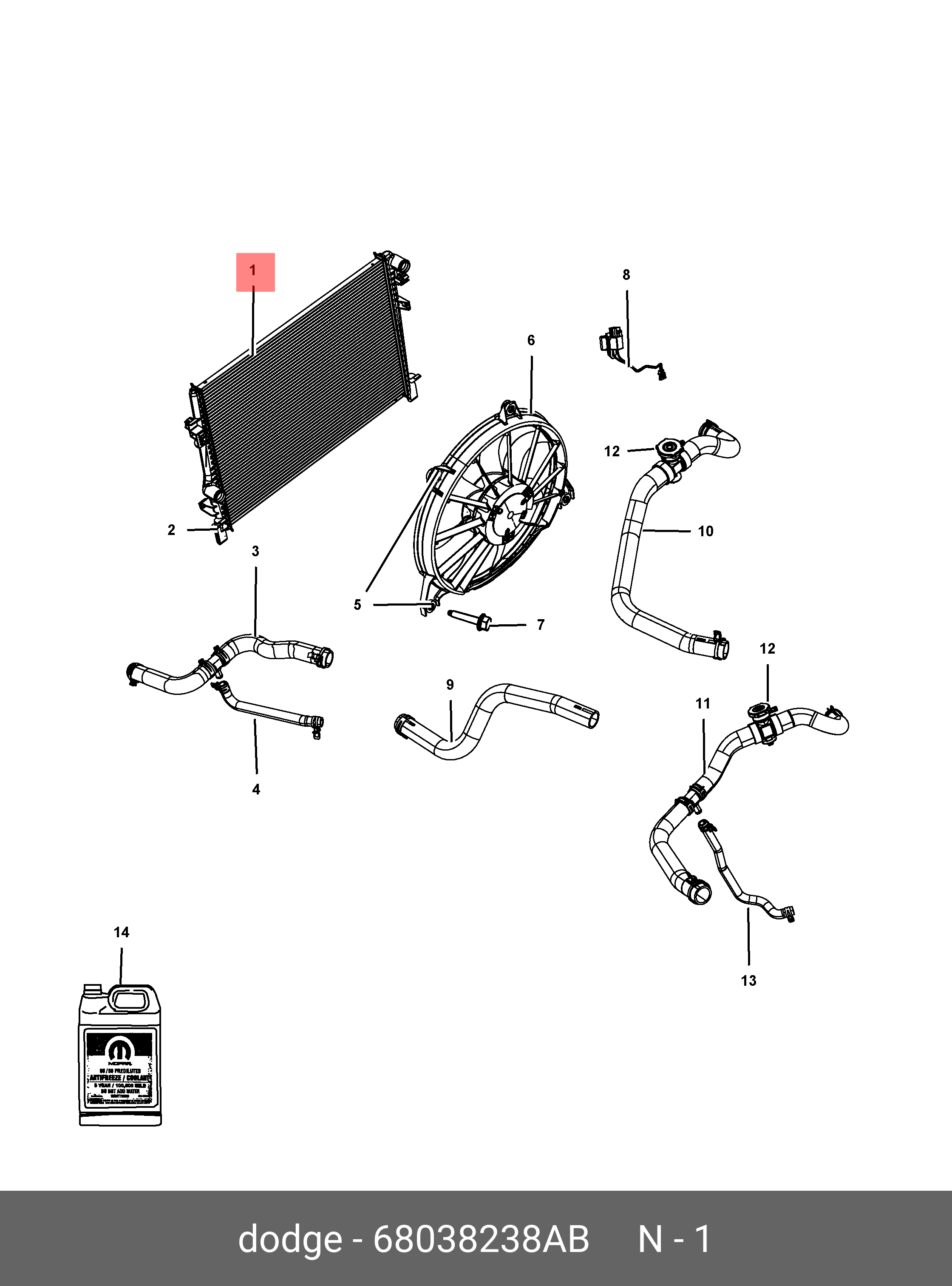 68038238AB CHRYSLER RADIATOR, ENGINE COOLING