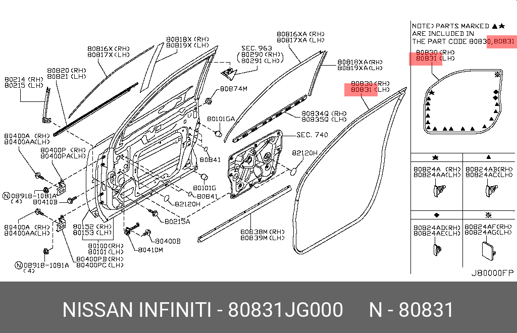80831JG000 NISSAN КУЗОВНОЙ УПЛОТНИТЕЛЬ