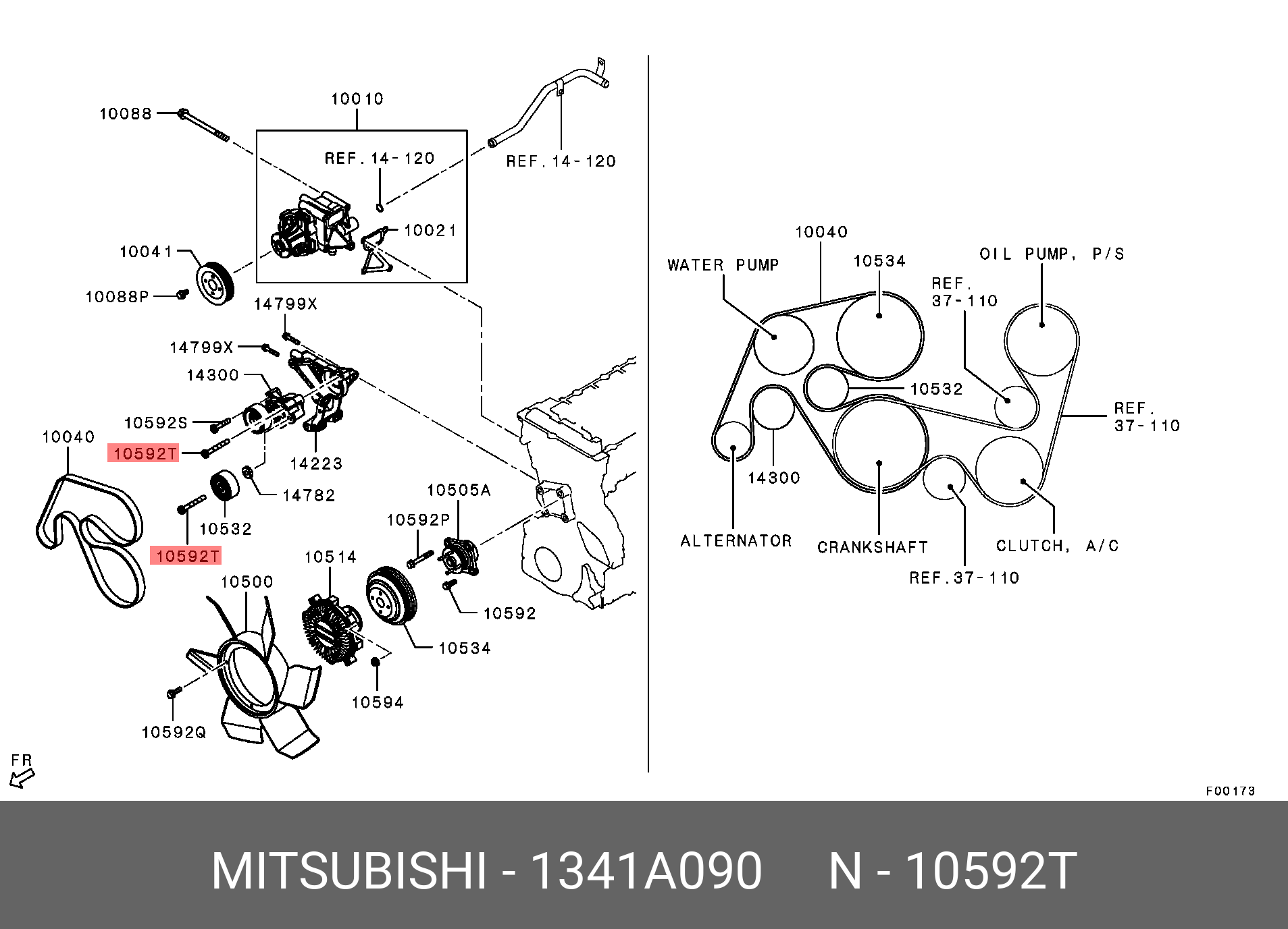 1341A090 MITSUBISHI Болт MITSUBISHI L200 15- PAJERO SPORT 15- крепления ролика приводного ремня