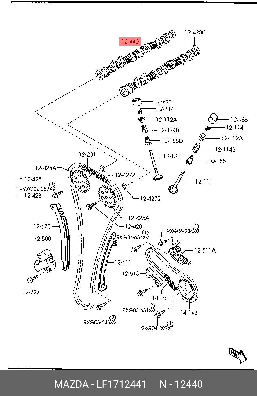 LF1712441 MAZDA ВАЛ РАСПРЕДЕЛИТЕЛЬНЫЙ