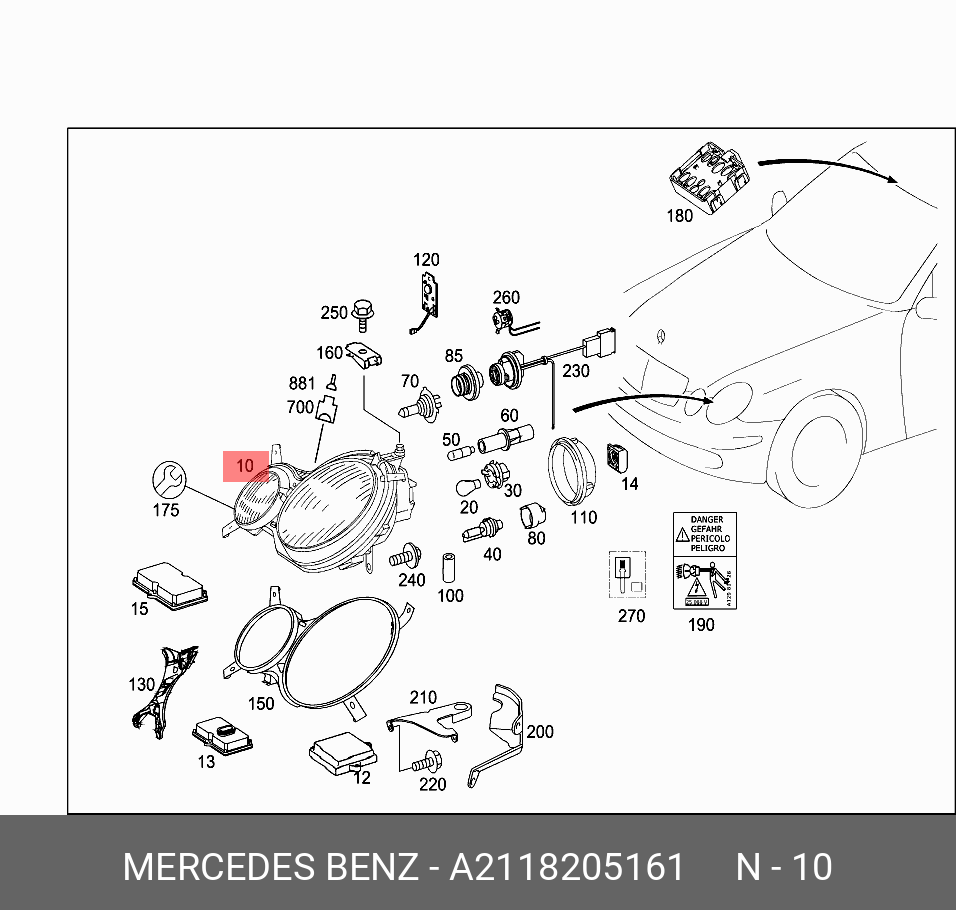 2118205161 MERCEDES-BENZ ФАРА ПЕРЕДНЯЯ