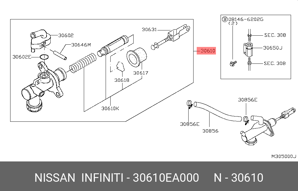 30610EA000 NISSAN Главный цилиндр, система сцепления