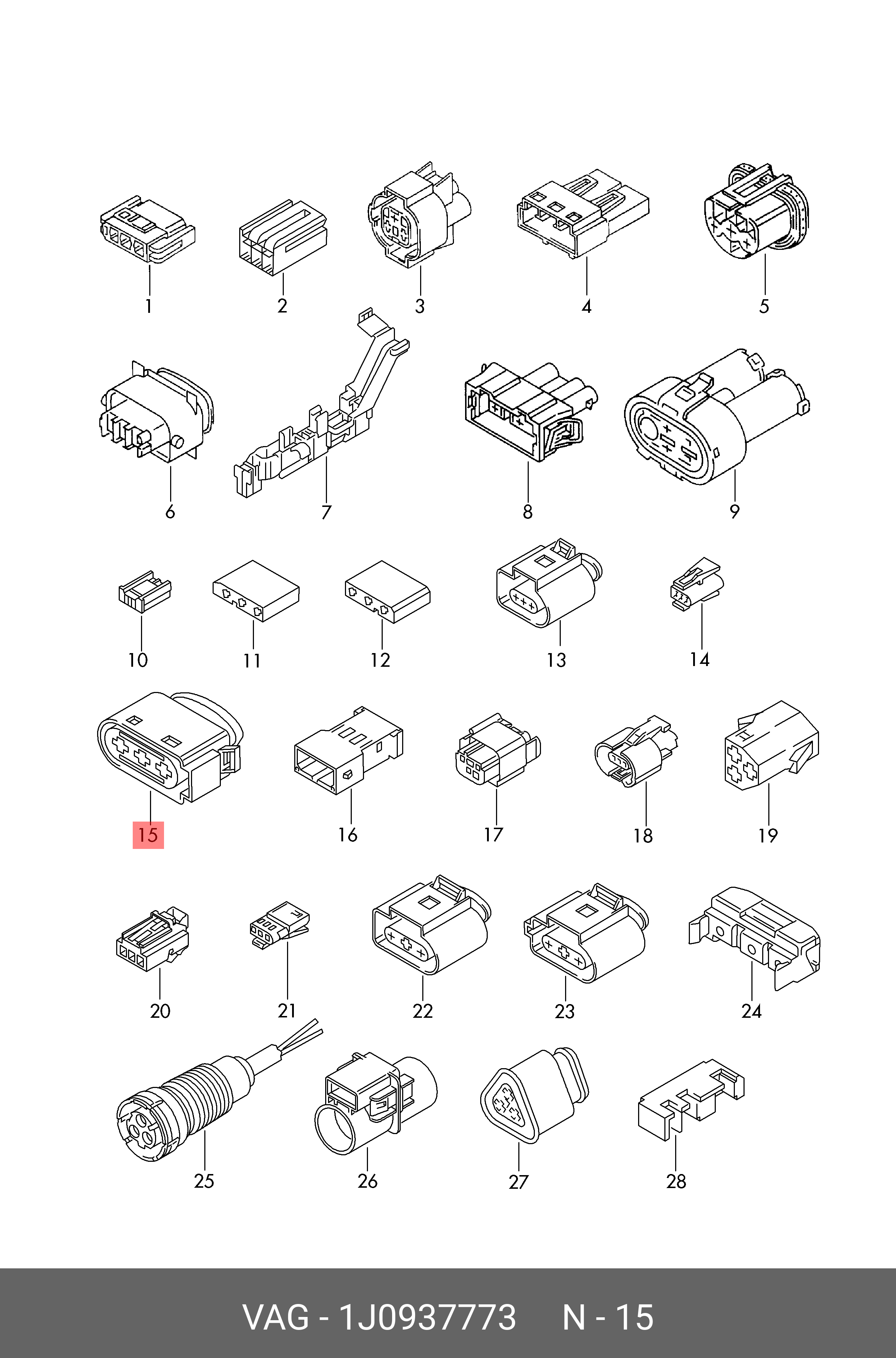 1J0937773 VAG Разъём для плоских клемм