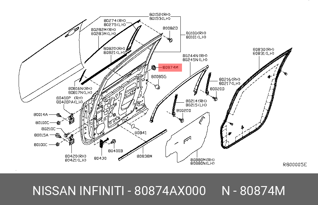 80874AX000 NISSAN ЗАГЛУШКА ПЛАСТИКОВАЯ