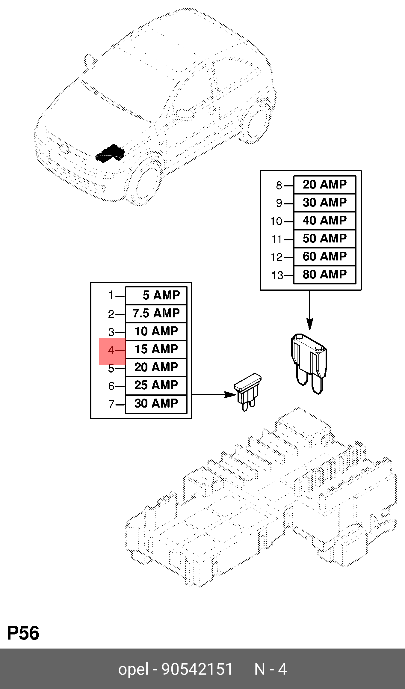 90542151 GENERAL MOTORS Предохранитель (MINI) (15 Aмпер) 