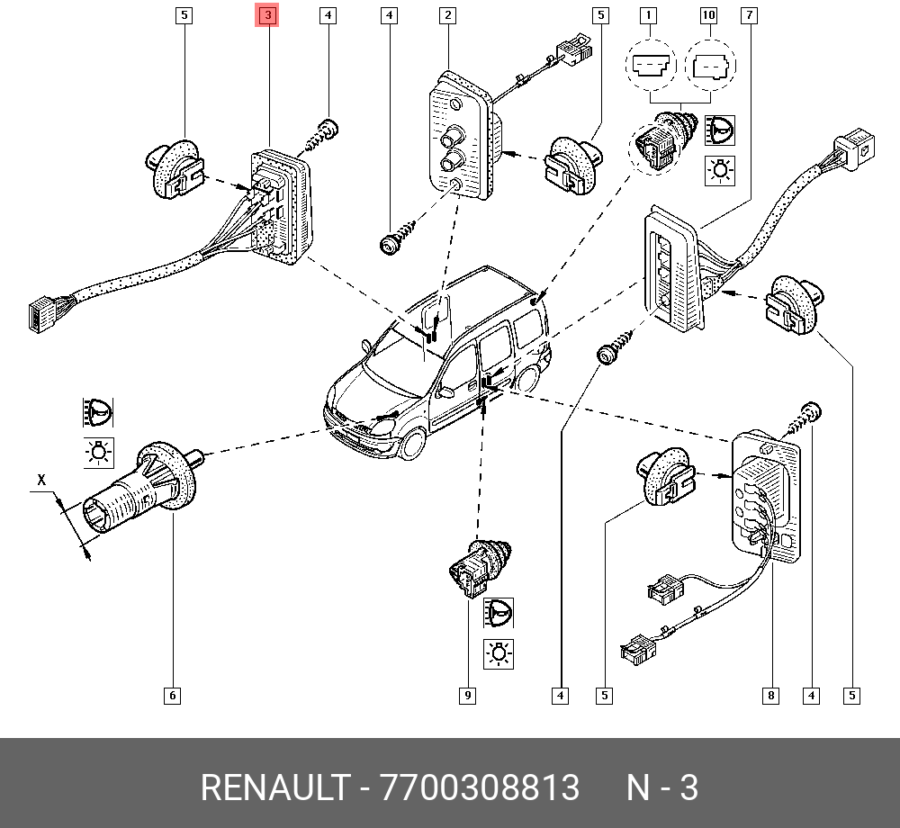 7700308813 RENAULT Датчик открывания двери