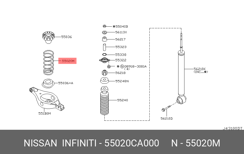 55020CA000 NISSAN ПРУЖИНА ПОДВЕСКИ