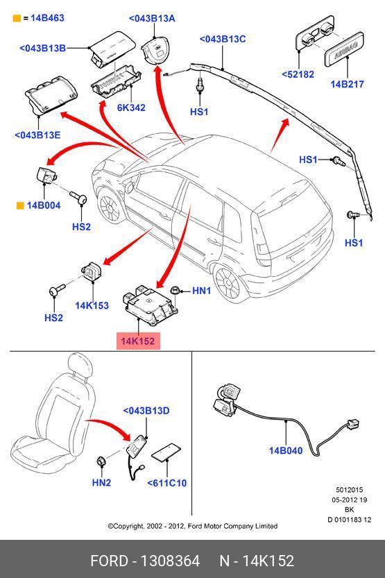 1308364 FORD MONITOR-MODUL,Модуль подушки безопасности,MONITOR - AIRBAG DIA