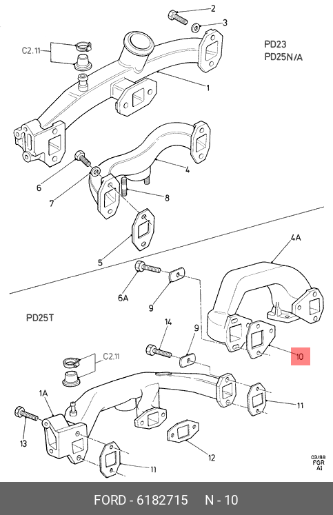 6182715 FORD Прокладка, выпускной коллектор