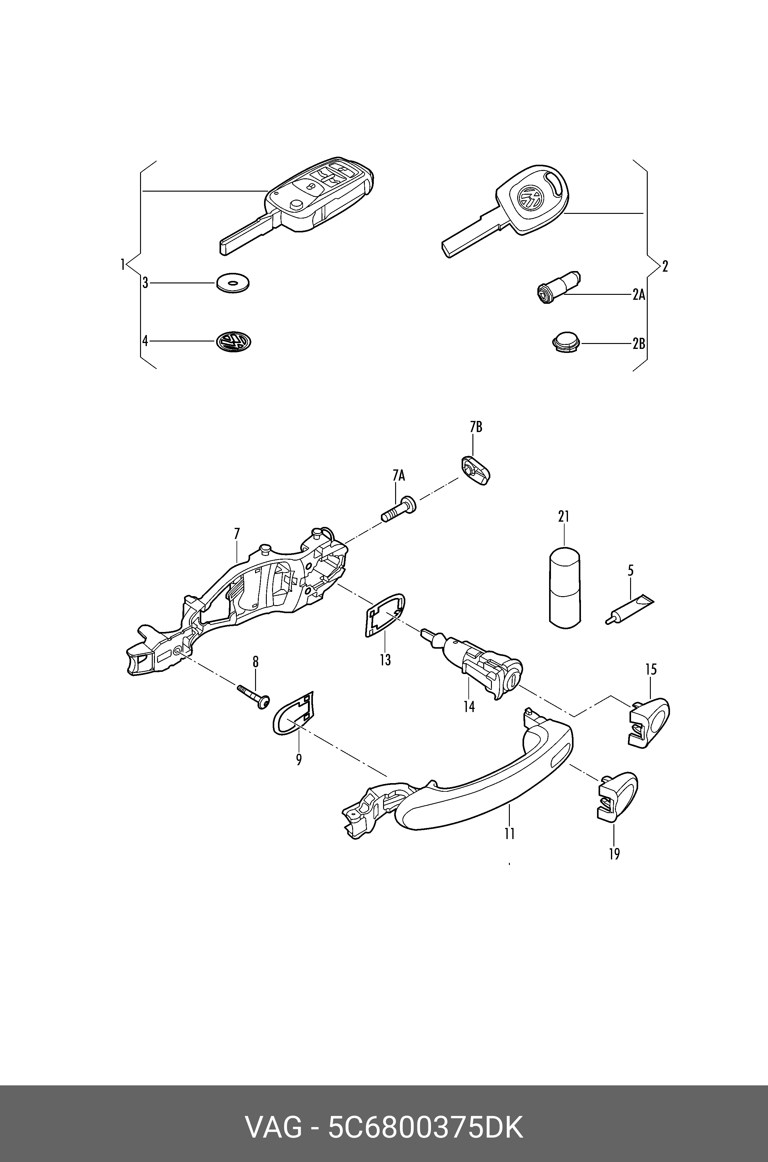 5C6800375DK VAG 1 комплект личинок дверных