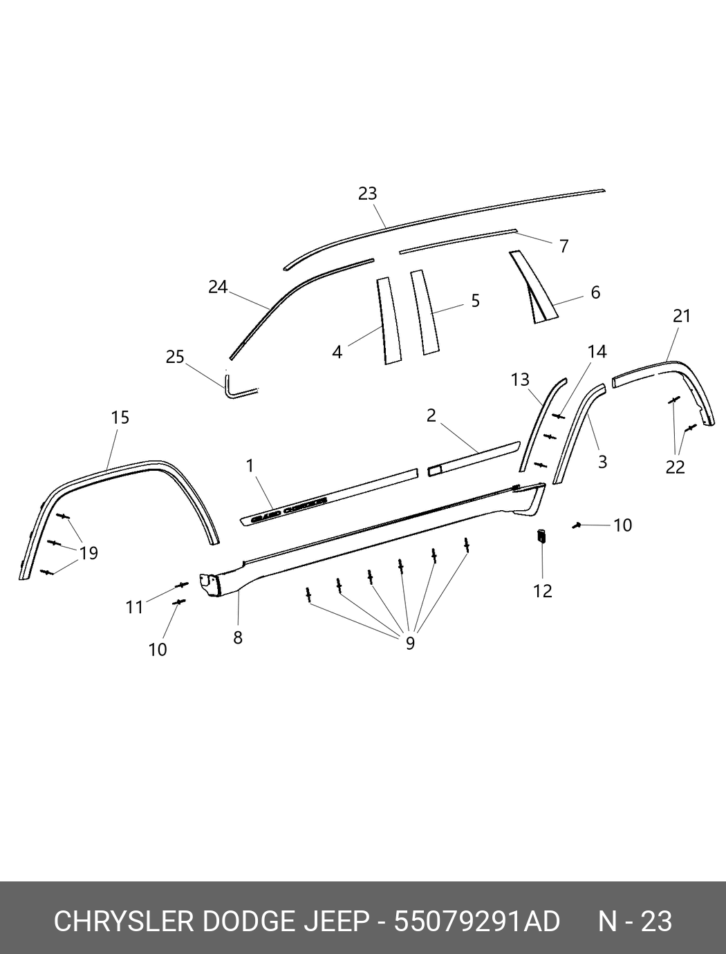 55079291AD CHRYSLER Молдинг крыши