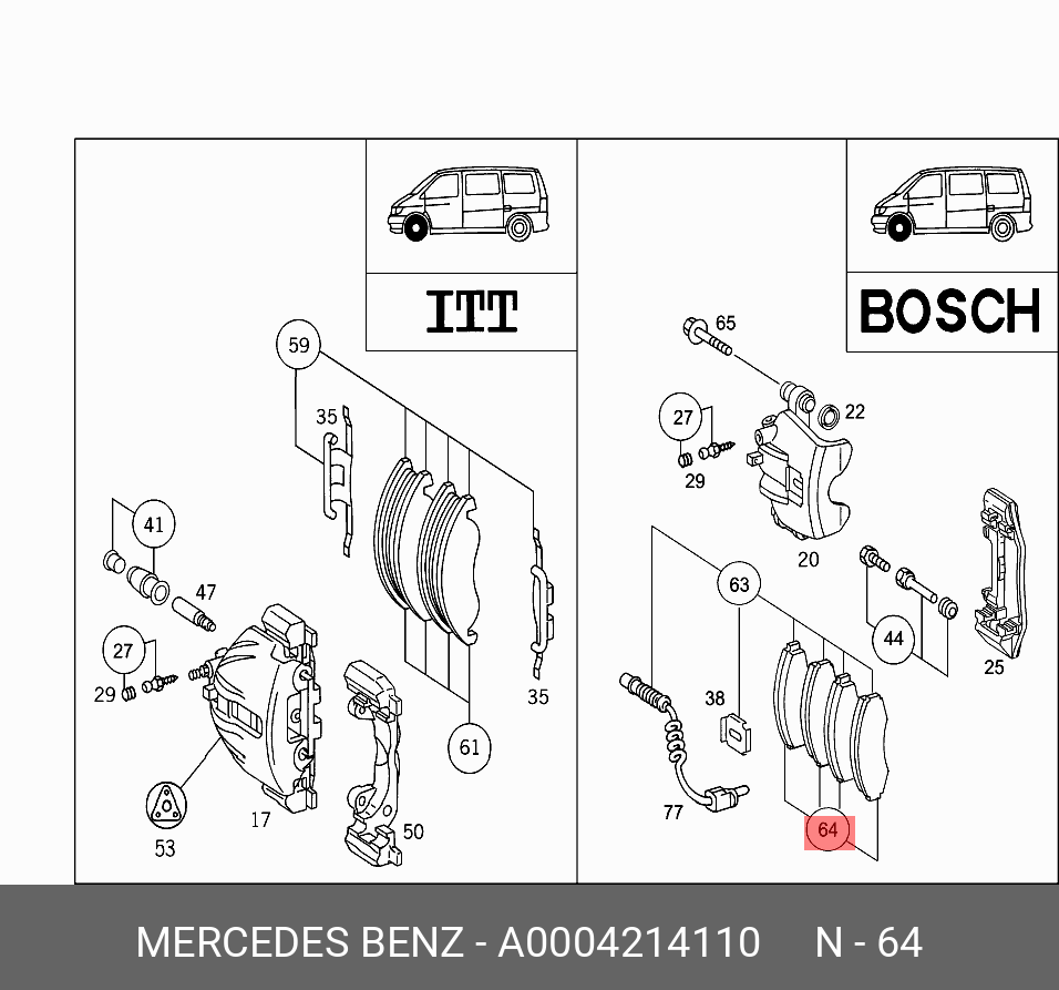 A0004214110 MERCEDES-BENZ Тормозные колодки дисковые