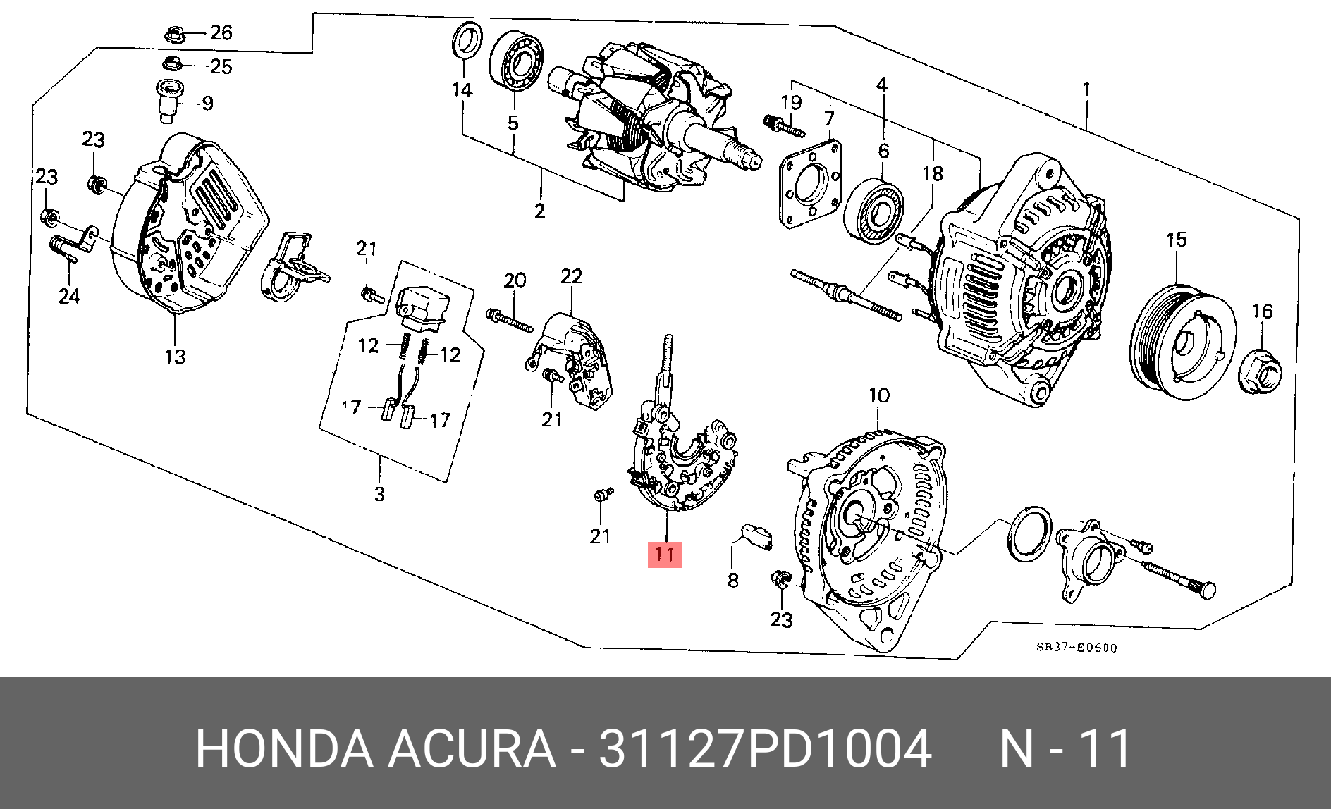 31127PD1004 HONDA Мост диодный генератора