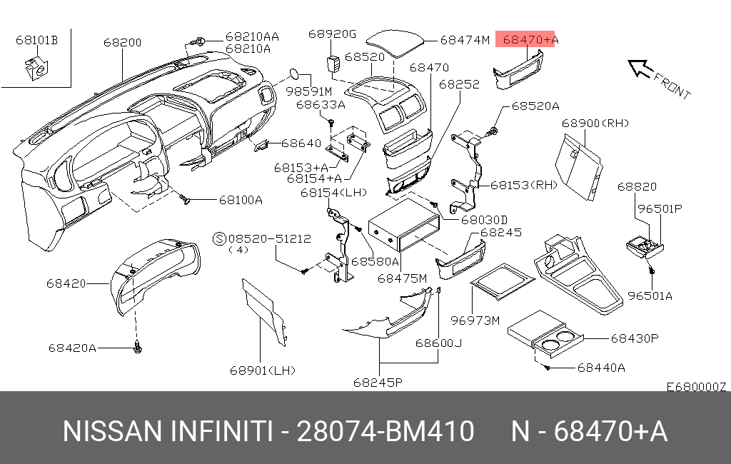 28074BM410 NISSAN ЗАГЛУШКА, ПЛАСТМАССА