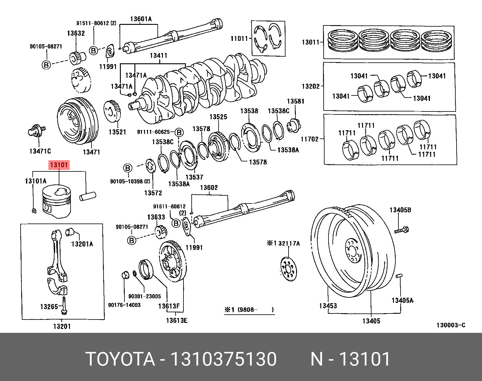 1310375130 TOYOTA ПОРШЕНЬ ДВИГАТЕЛЯ