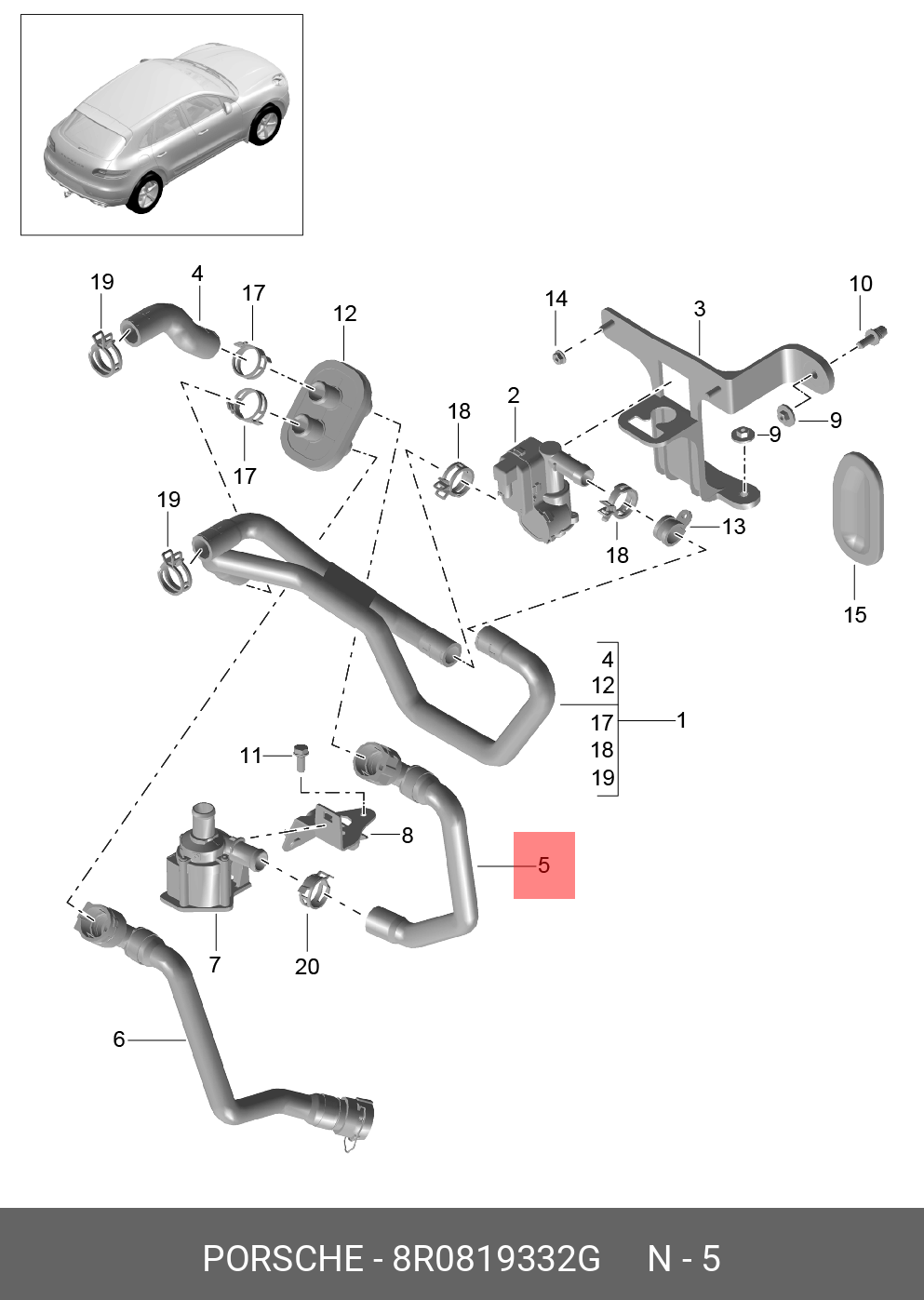 8R0819332G PORSCHE Шланг отопителя