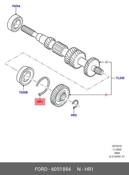 6051884 FORD Кольцо стопорное 63,3x1,97mm МКПП B5/IB5 / FORD
