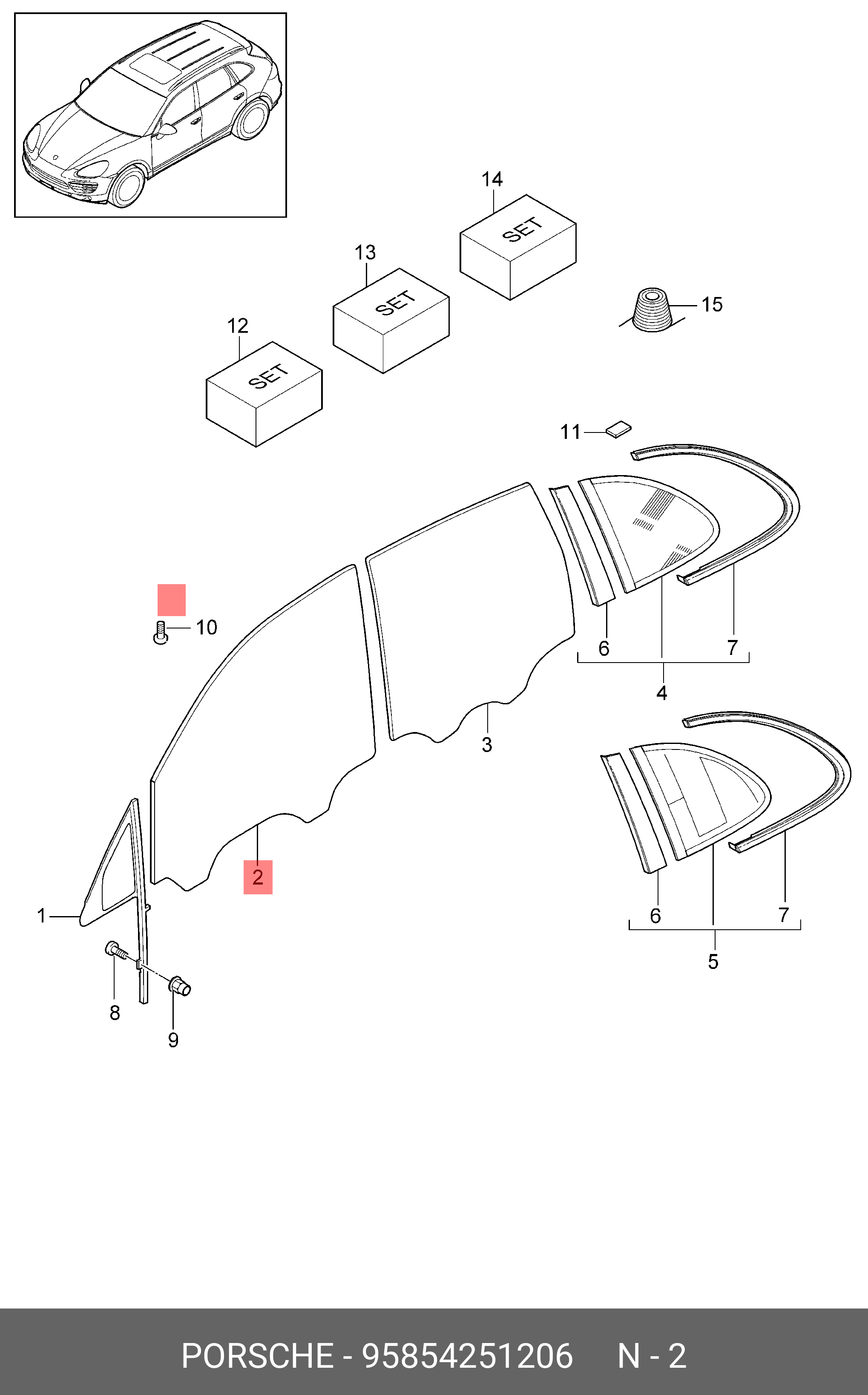 95854251206 PORSCHE Стекло двери